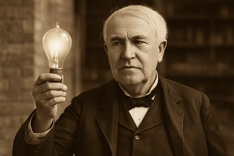 Thomas edison en de gloeilamp in een oogopslag